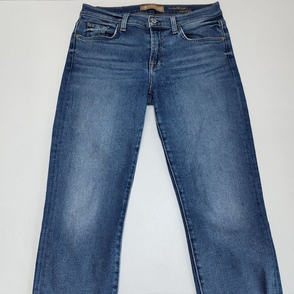 7 For All Mankind Roxanne Luxe Vintage Ankle Jeans Size 28 Raw Edge Cutoff Hems - Picture 3 of 10